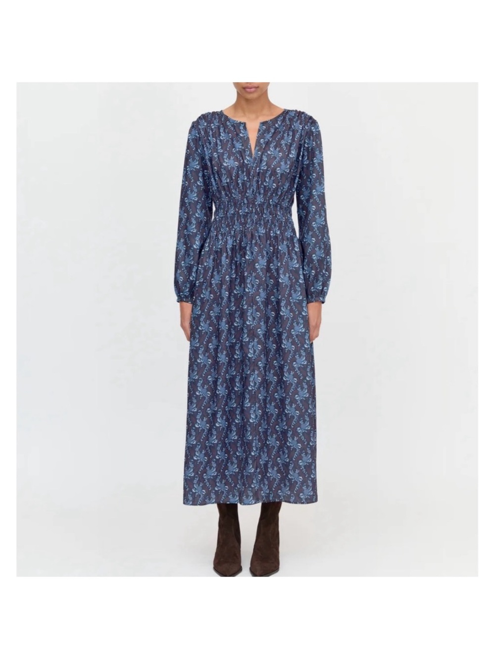 Hill House The Rosely Dress - Navy Cala Paisley - Size S